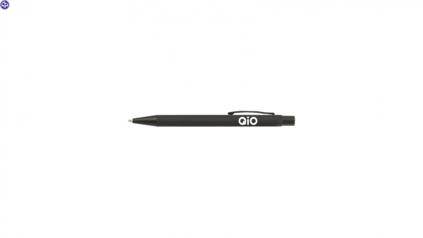 QIO Kugelschreiber; Soft-Touch Oberfläche, mit Clip, antimikrobielles Aluminium, schwarz