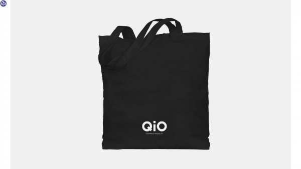 QIO Einkaufstasche; 100% Baumwolle, 38x42cm, schwarz