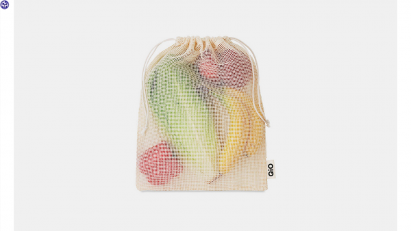 QIO Einkaufstasche; Für frische Lebensmittel, 100 % Baumwolle, Mesh-Gewebe